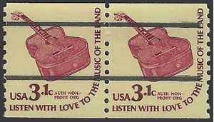 #1613a 3.1c Americana Issue  Six String Guitar Coil Pair Precancel 1979 Mint NH