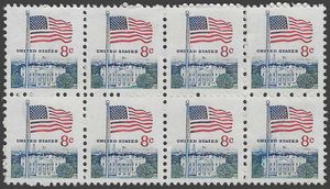 #1338f 8c Flag over White House 1971 Used Block of 8