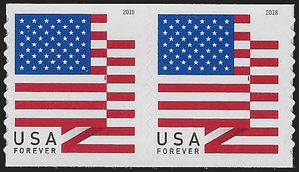 #5260 (50c Forever) US Flag Coil Pair 2018 Mint NH