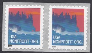 #3785a 5c Sea Coast Nonprofit Coil Pair 2003 Mint NH