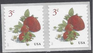 #5201 3c Strawberries Coil Pair 2017 Mint NH