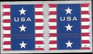 #4158 10c Patriotic Banner Presort Coil Pair 2007 Mint NH