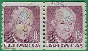 #1402 8c Dwight D. Eisenhower Coil Pair 1971 Used