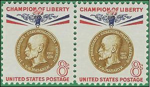 #1148 8c Champion of Liberty Thomas G. Masaryk 1960 Mint NH Attached Pair