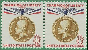 #1148 8c Champion of Liberty Thomas G. Masaryk 1960 Mint NH Attached Pair