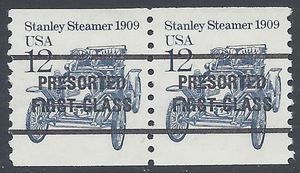 #2132a 12c Stanley Steamer 1909 Precancel Coil Pair 1985 Mint NH