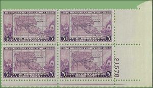 # 783 3c Oregon Territory Centennial PB/4 1936 Mint NH