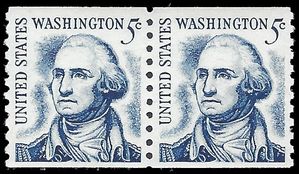 #1304c 5c George Washington Coil Pair Dull Gum 1981 Mint NH