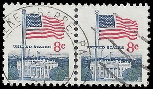#1338f 8c Flag over White House 1971 Used Attached Pair