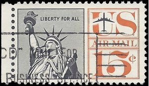 Scott C 63 15c US Airmail Statue of Liberty 1961 Used