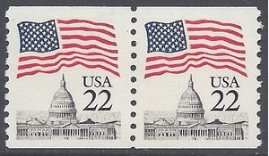 #2115 22c Flag over Capitol Coil Pair 1985 Mint NH