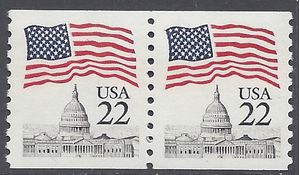 #2115 22c Flag over Capitol Coil Pair 1985 Mint NH