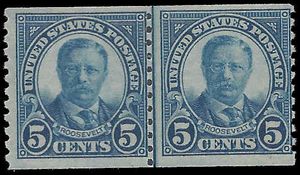 # 602 5c Theodore Roosevelt Joint Line Pair 1924 Mint H