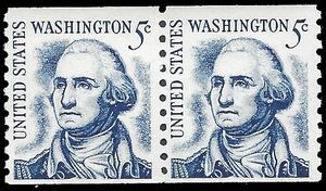 #1304c 5c George Washington Coil Pair Dull Gum 1981 Mint NH