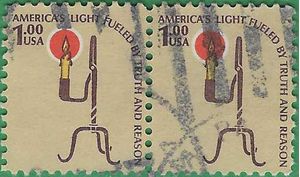 #1610 $1.00  Rush Lamp and Candle Holder 1979 Used Attached Pair