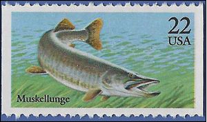 #2205 22c Fish, Muskellunge Booklet Single 1986 Mint NH