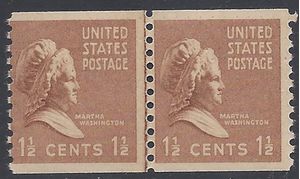 # 840 1.5c Presidential Issue Martha Washington Coil Line Pair 1939 Mint NH