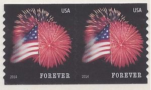 #4854 (49c Forever) Star Spangled Banner Coil Pair 2014 Mint NH