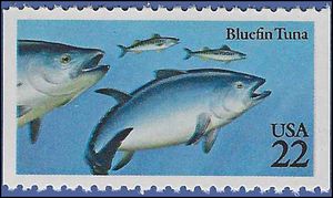 #2208 22c Fish, Bluefin Tuna Booklet Single 1986 Mint NH