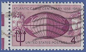#1112 4c 100th Anniversary Trans-Atlantic Cable 1958 Used