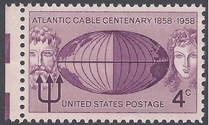#1112 4c 100th Anniv. Trans-Atlantic Cable 1958 Mint NH