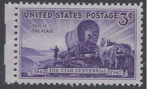 # 950 3c The Utah Centennial 1947 Mint NH