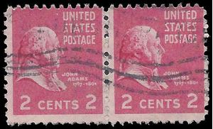 # 806 2c Presidential Issue John Adams 1938 Used Pair