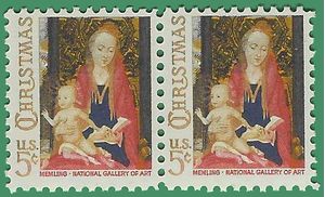 #1321 5c Madonna and Child Attached Pair 1966 Mint NH