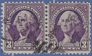 # 720 3c George Washington Attached Pair 1932 Used