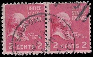 # 806 2c Presidential Issue John Adams 1938 Used Pair