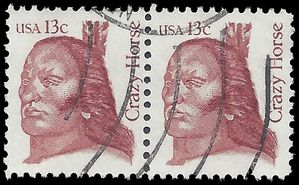 #1855 13c Great Americans Crazy Horse 1982 Used Pair