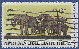 #1388 6c African Elephant Herd 1970 Used