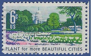 #1365 6c Beautification of America Azaleas and Tulips 1969 Used