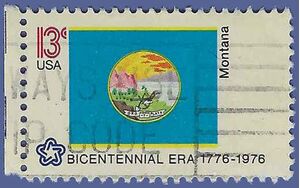 #1673 13c American Bicentennial Montana State Flag 1976 Used