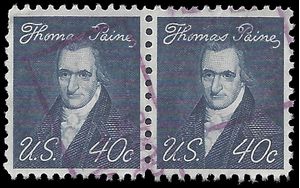 #1292 40c Prominent Americans Thomas Paine 1968 Used Attached Pair