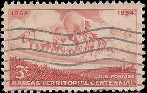 #1061 3c 100th Anniv. Establishment of the Kansas Territory 1954 Used