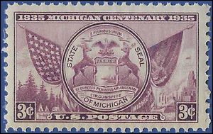 # 775 3c 100th Anniversary Michigan Statehood 1935 Mint NH