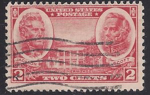 # 786 2c Generals Andrew Jackson and Winfield Scott 1937 Used