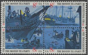 #1480-1483 8c Boston Tea Party Block/4 1973 Mint NH