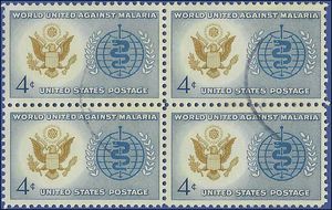 #1194 4c World United Against Malaria Block/4 1962 Used