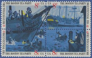 #1480-1483 8c Boston Tea Party Block/4 1973 Mint NH