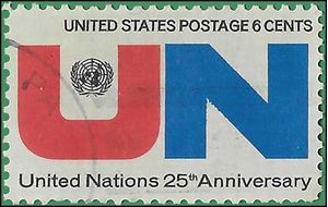 #1419 6c 25th Anniversary United Nations 1970 Used