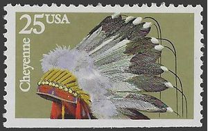 #2502 25c Indian Headdresses Cheyenne 1990 Mint NH