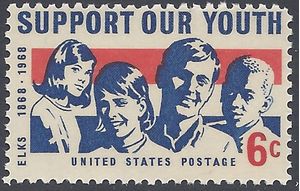 #1342 6c The Elks Club, Support our Youth 1968 Mint NH