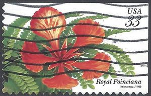 #3311 33c Tropical Flowers Royal Poinciana 1999 Used