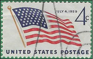 #1132 4c 49-Star American Flag 1959 Used