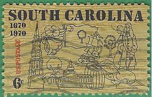 #1407 6c 300th Anniversary Founding South Carolina 1970 Used