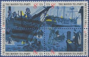 #1480-1483 8c Boston Tea Party Block/4 1973 Used