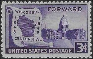 # 957 3c Wisconsin Statehood,100th Anniversary 1948 Mint NH