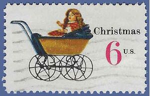 #1418 6c Christmas Toys Doll Carriage 1970 Used